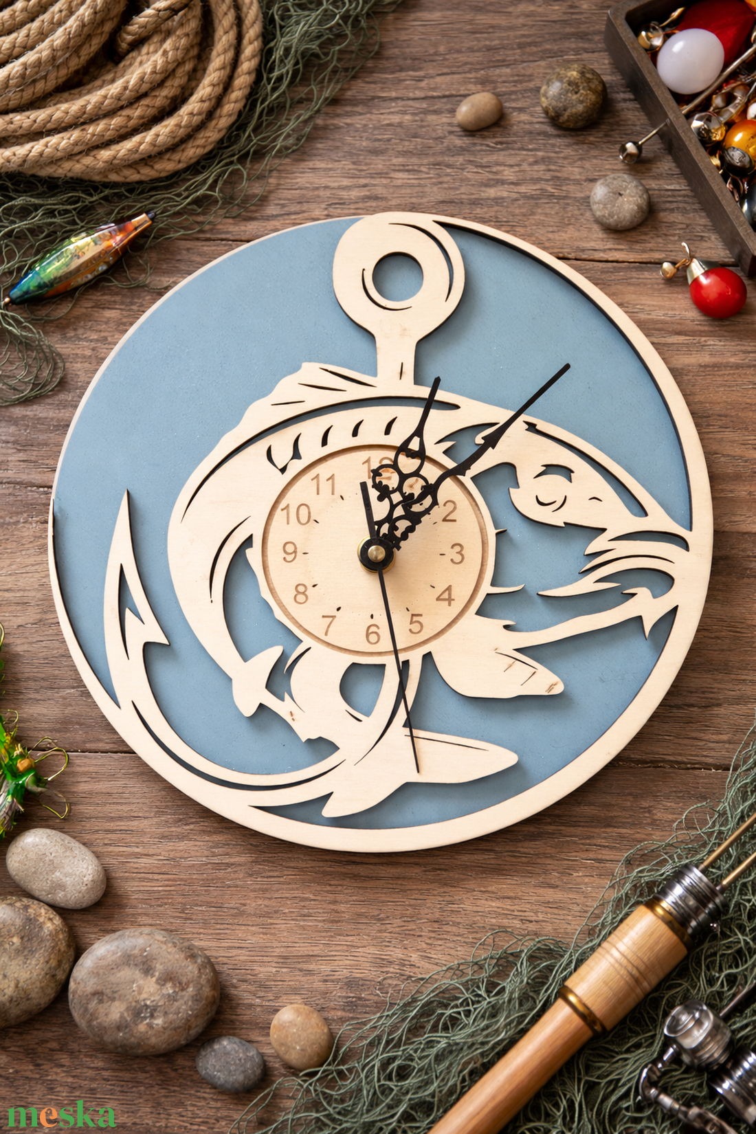 Horgász falióra - otthon & életmód - dekoráció - fali és függő dekoráció - falióra & óra - Meska.hu