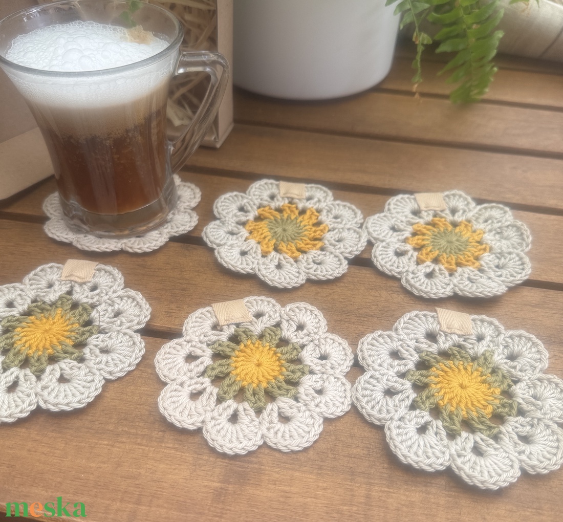 Horgolt poháralátét(6db)u - otthon & életmód - dekoráció - asztal és polc dekoráció - horgolt & csipketerítő - Meska.hu
