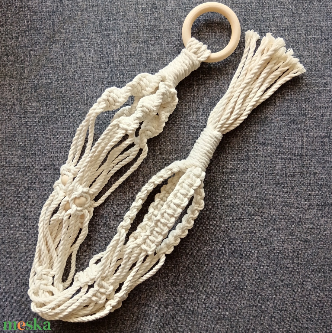 Makramé virágtartó - közepes - otthon & életmód - dekoráció - virágdísz és tartó - virágtartó - Meska.hu