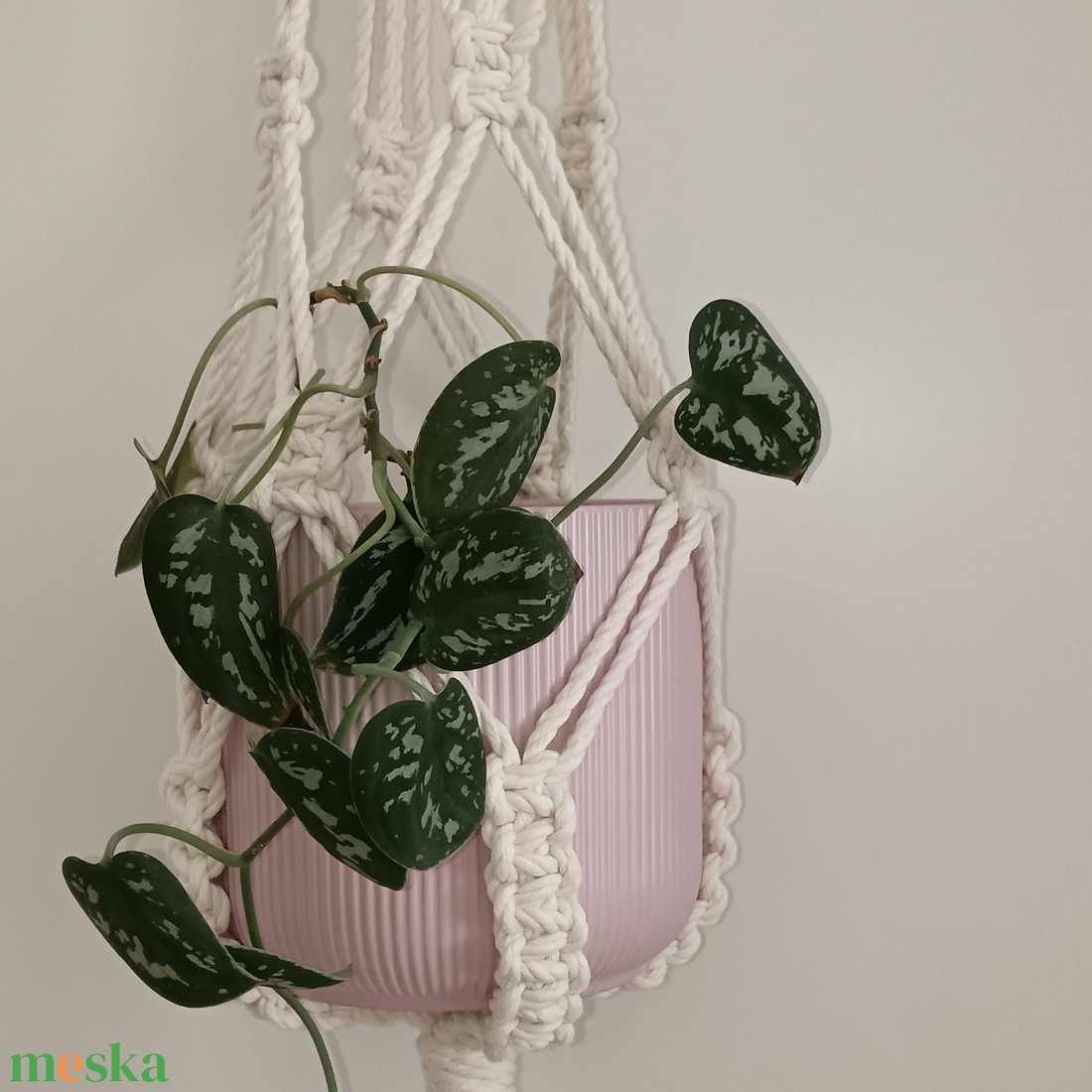 Makramé virágtartó - közepes - otthon & életmód - dekoráció - virágdísz és tartó - virágtartó - Meska.hu
