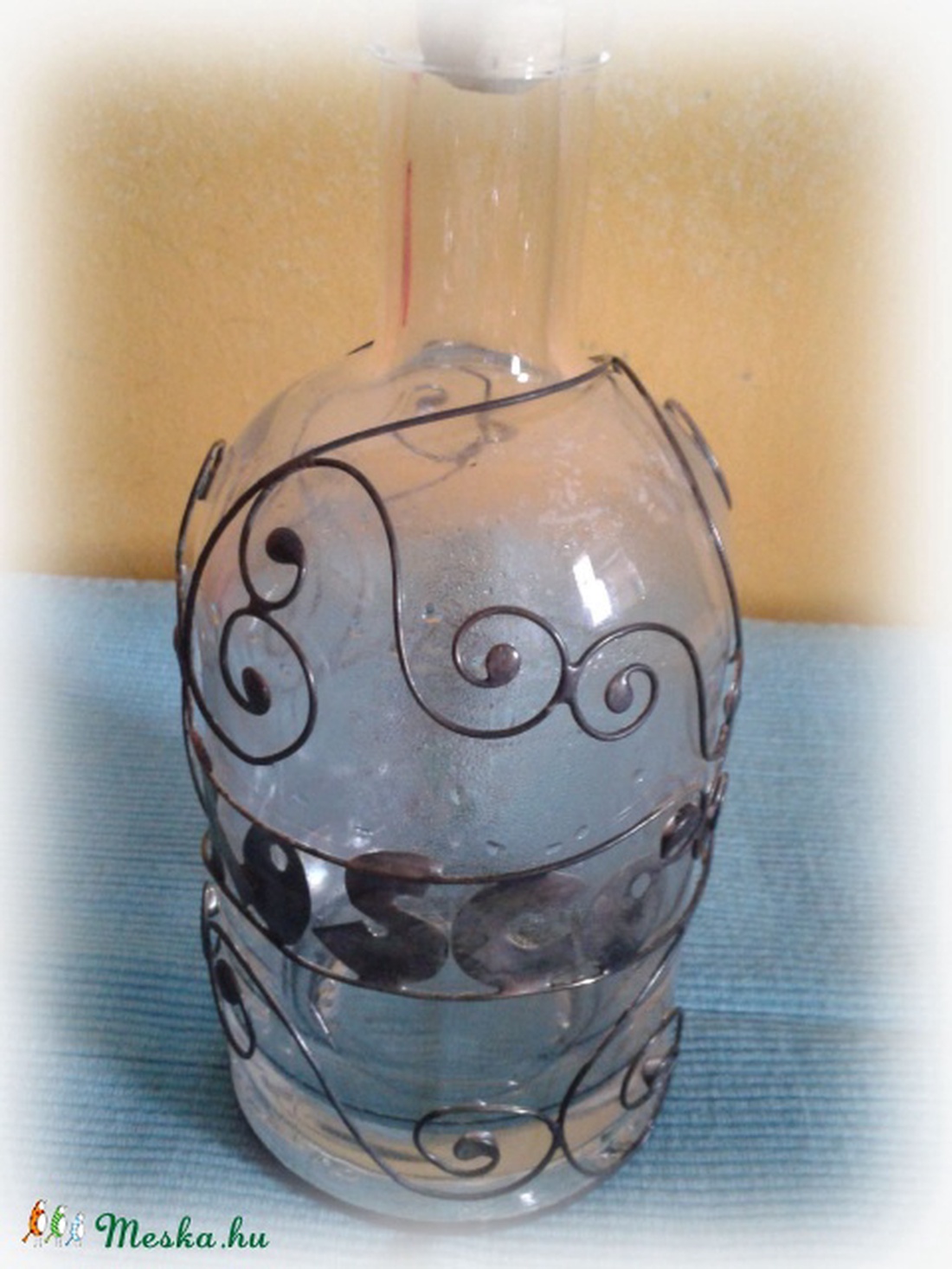 Egyedi dróttal díszített pálinkás üveg :) -  - Meska.hu