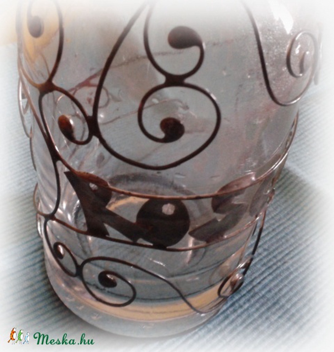 Egyedi dróttal díszített pálinkás üveg :) -  - Meska.hu