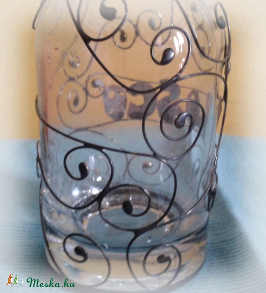 Egyedi dróttal díszített pálinkás üveg :) -  - Meska.hu