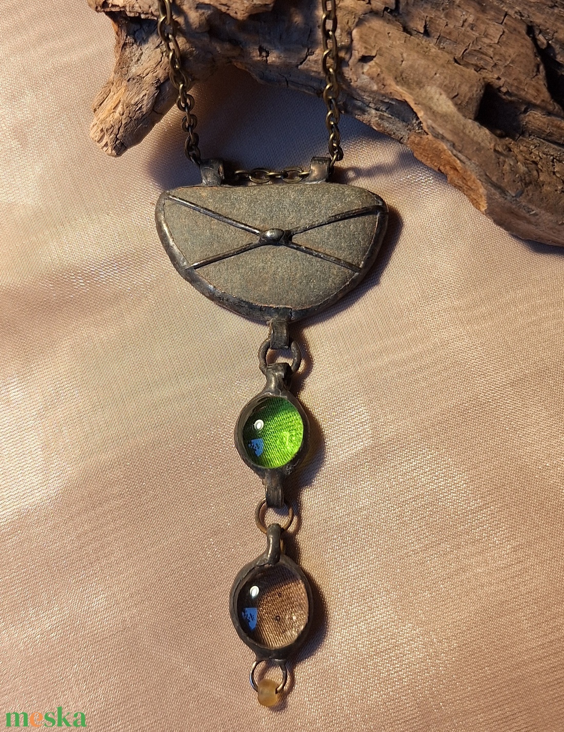 Antik hatású kő medál  - ékszer - nyaklánc - medálos nyaklánc - Meska.hu