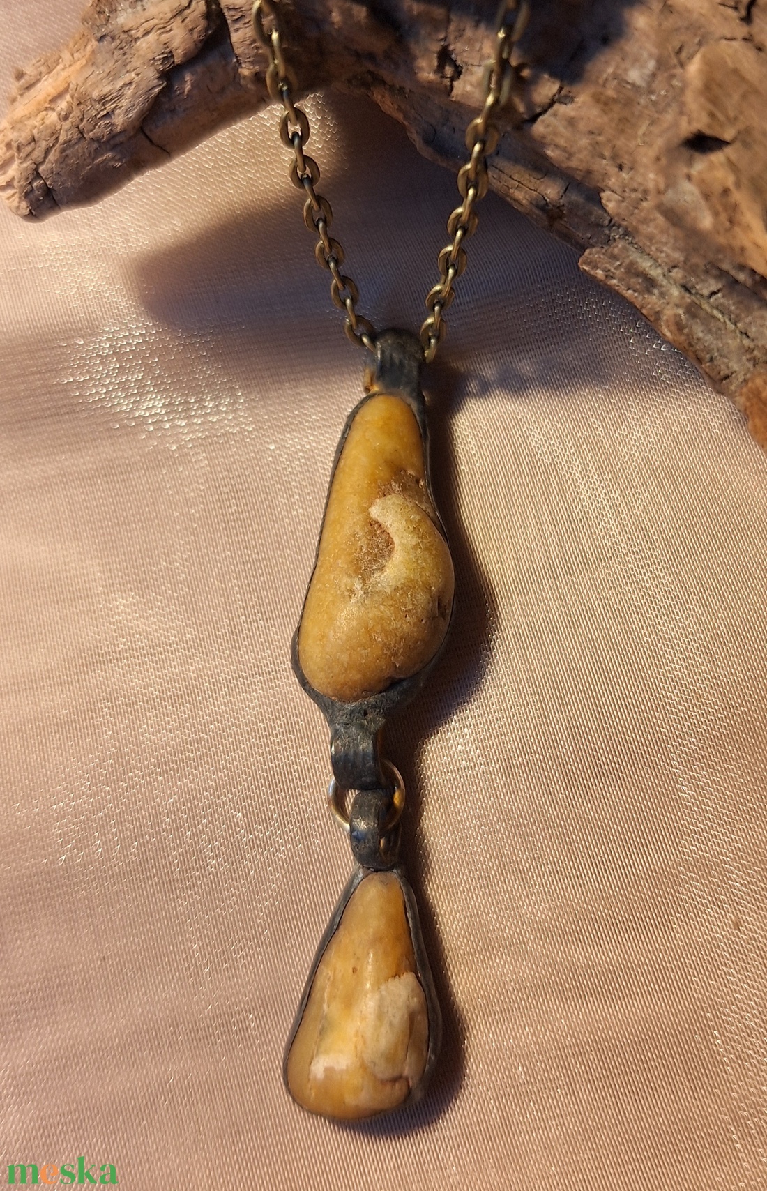 Antik hatású kő medál csüngővel :) - ékszer - nyaklánc - medálos nyaklánc - Meska.hu