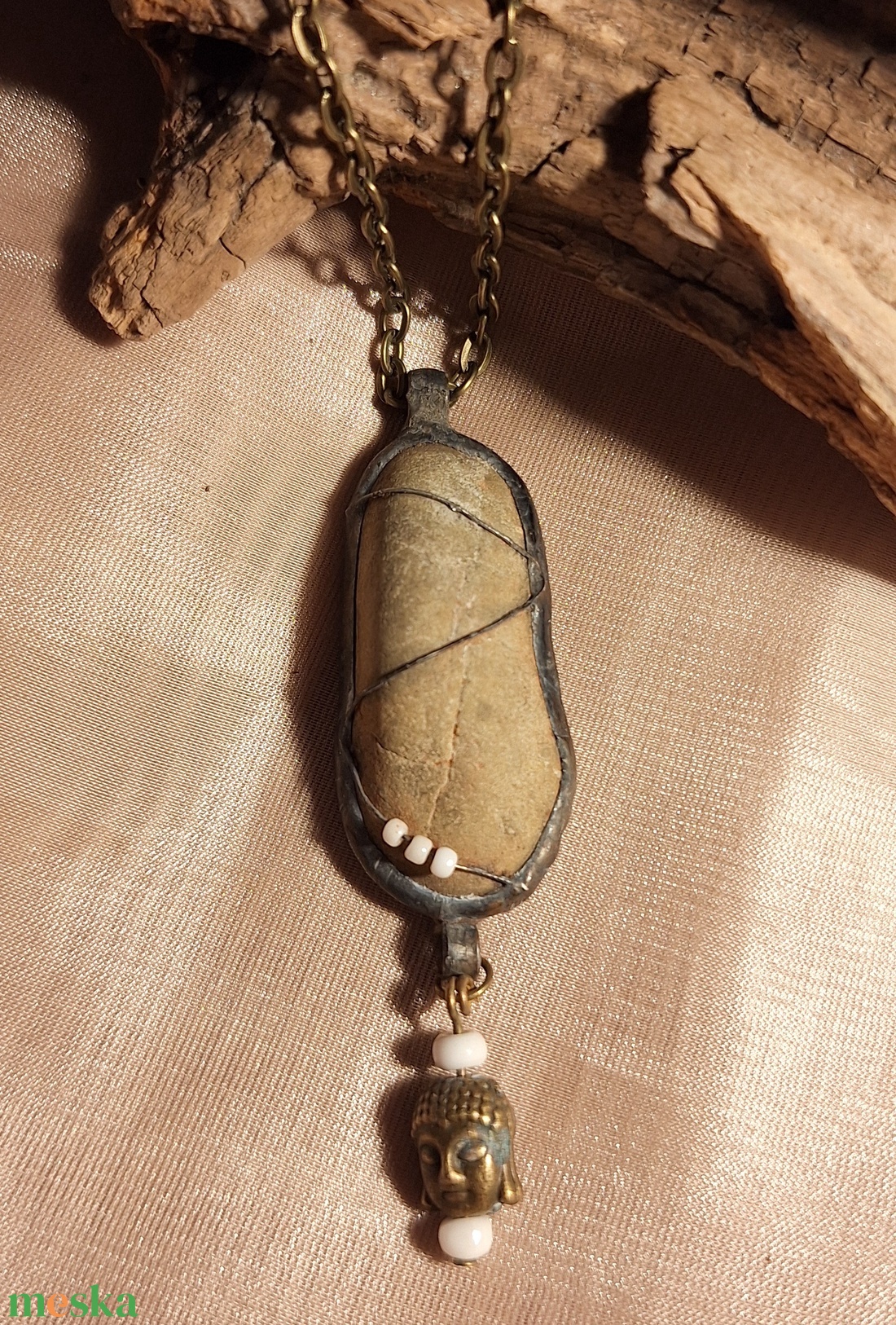 Antik hatású kő medál Buddha-val :) - ékszer - nyaklánc - medálos nyaklánc - Meska.hu