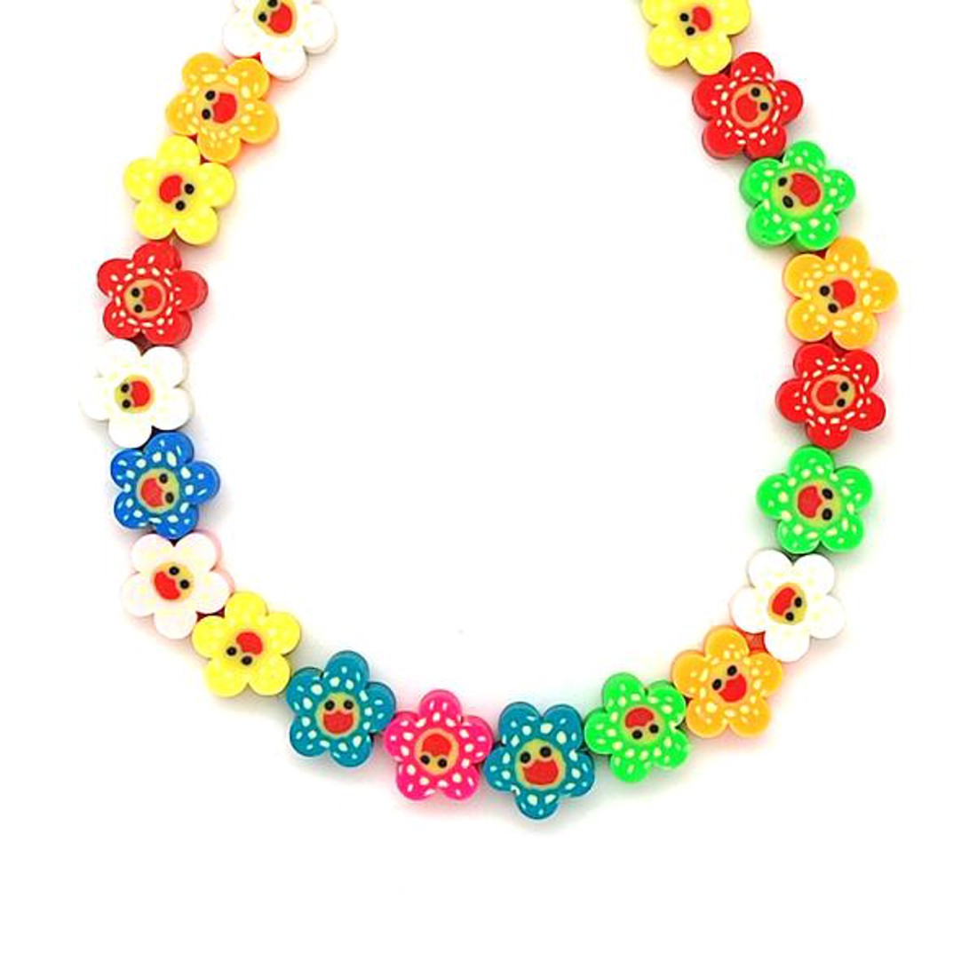 Műanyag vegyes mosolygós virág 9,5x4,5mm  ékszerkészítő alapanyag (füzér) - kellékek & szerszámok - ásvány alapanyag - ásványfüzér - Meska.hu
