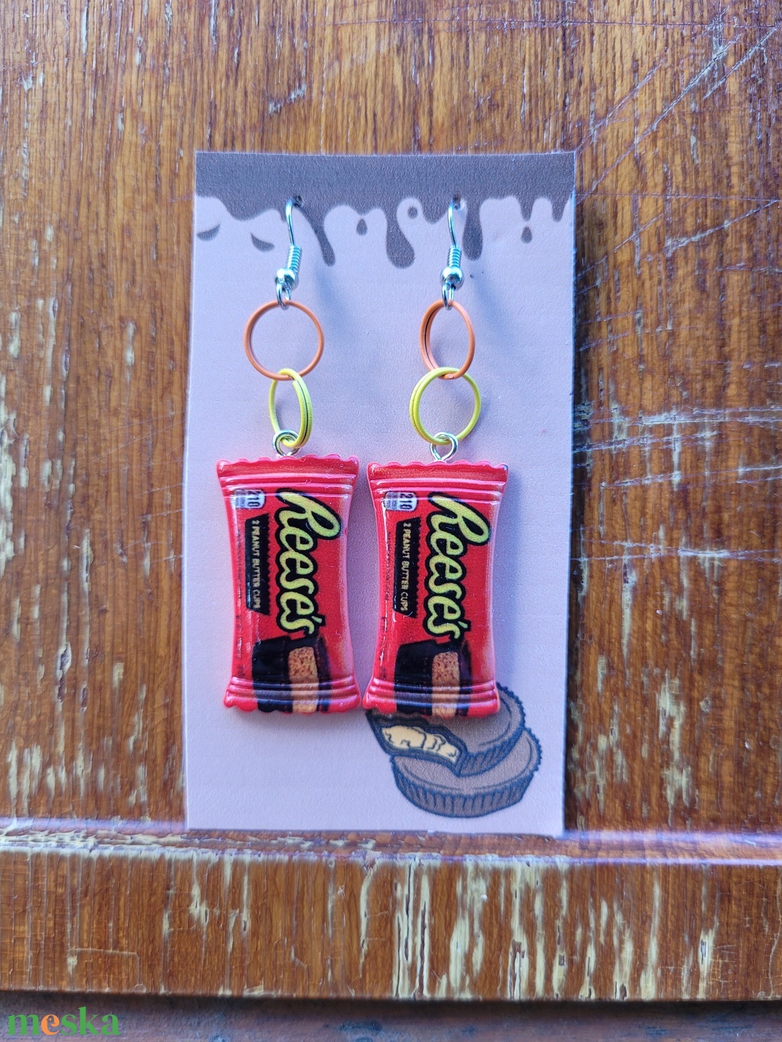 Reese's lógós fülbevaló - ékszer - fülbevaló - lógó fülbevaló - Meska.hu