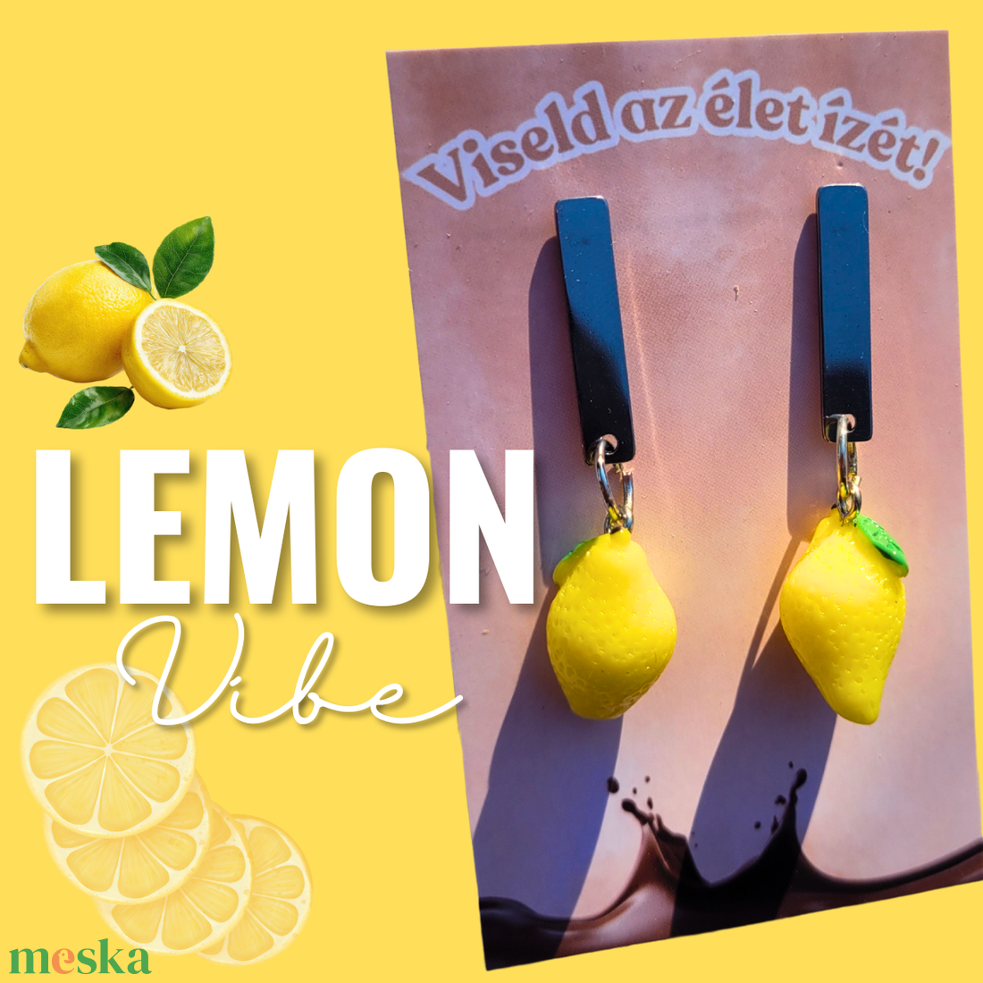 Savanykás Szerelem - citrom fülbevaló - ékszer - fülbevaló - lógó fülbevaló - Meska.hu