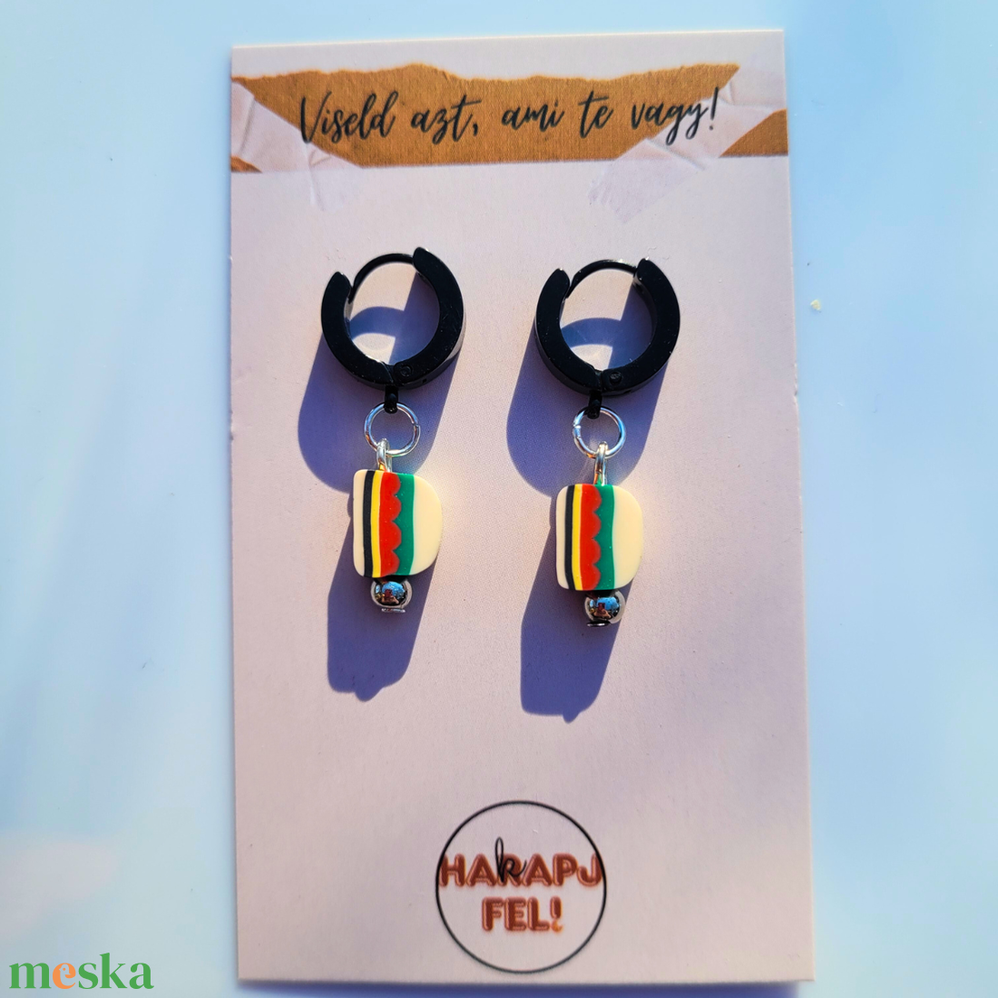 Én Ma Burger Hangulatban Vagyok - burger fülbevaló - ékszer - fülbevaló - lógó fülbevaló - Meska.hu