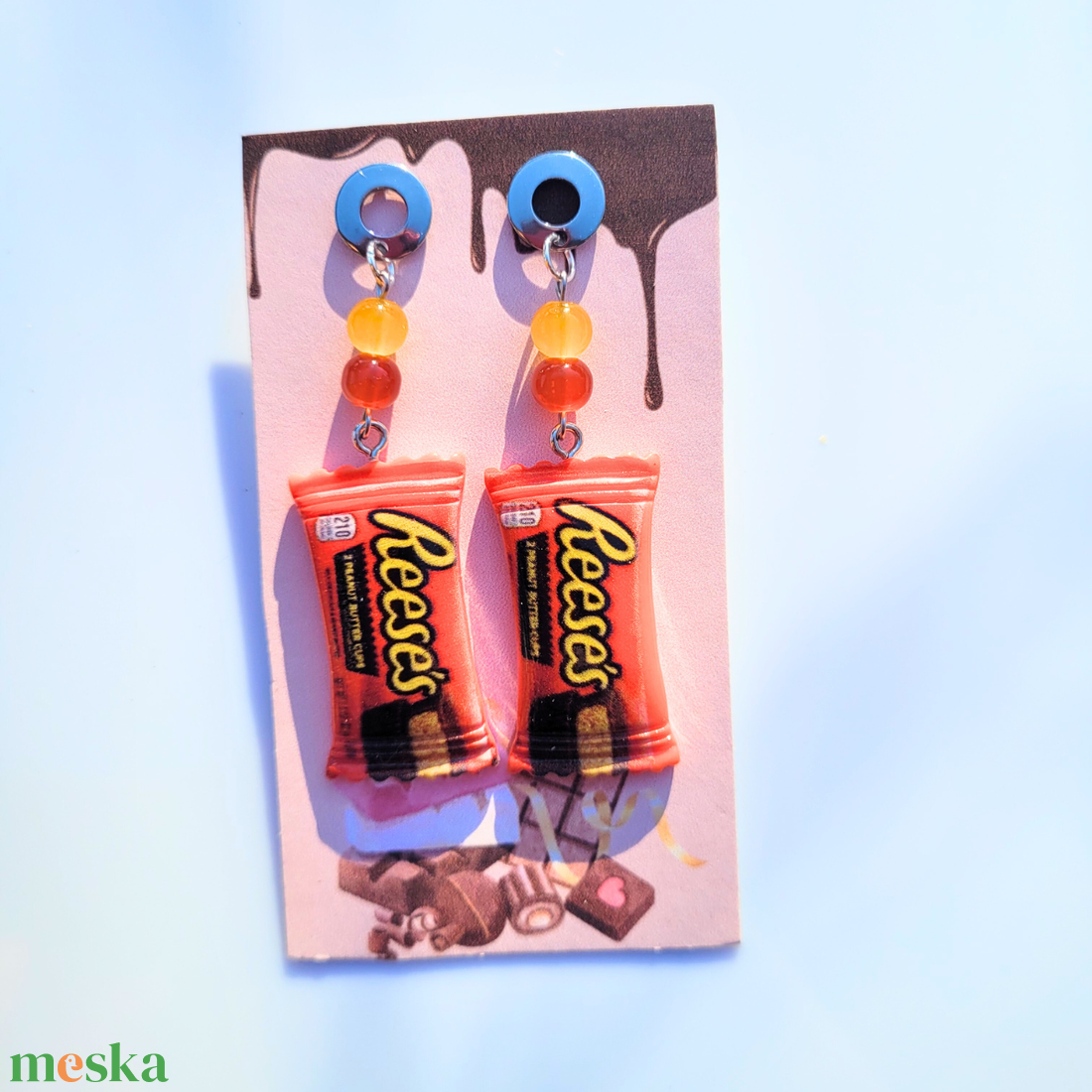 Reese's lógós fülbevaló - ékszer - fülbevaló - lógó fülbevaló - Meska.hu