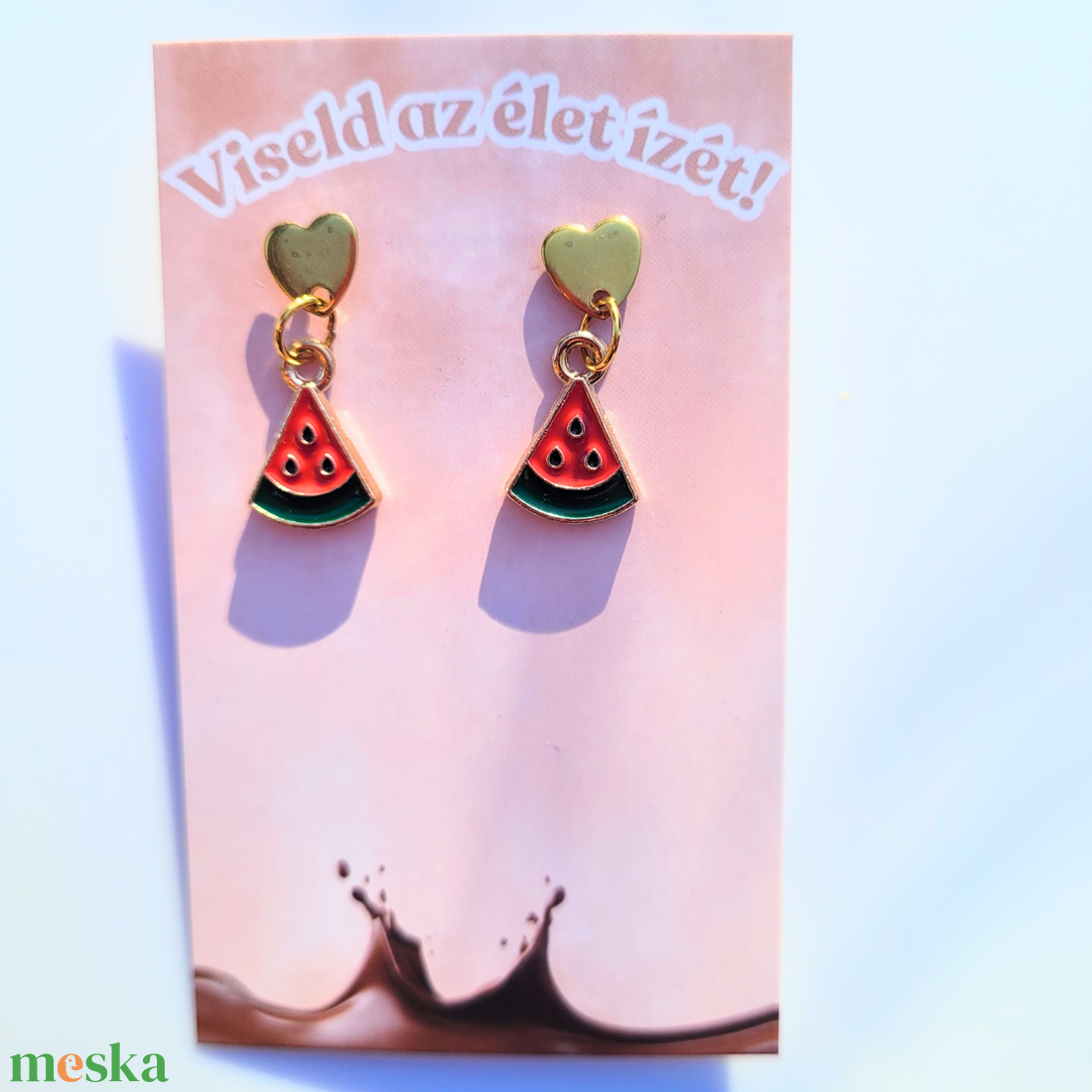 Napérlelte Dinnye Fülbevaló - ékszer - fülbevaló - lógó fülbevaló - Meska.hu