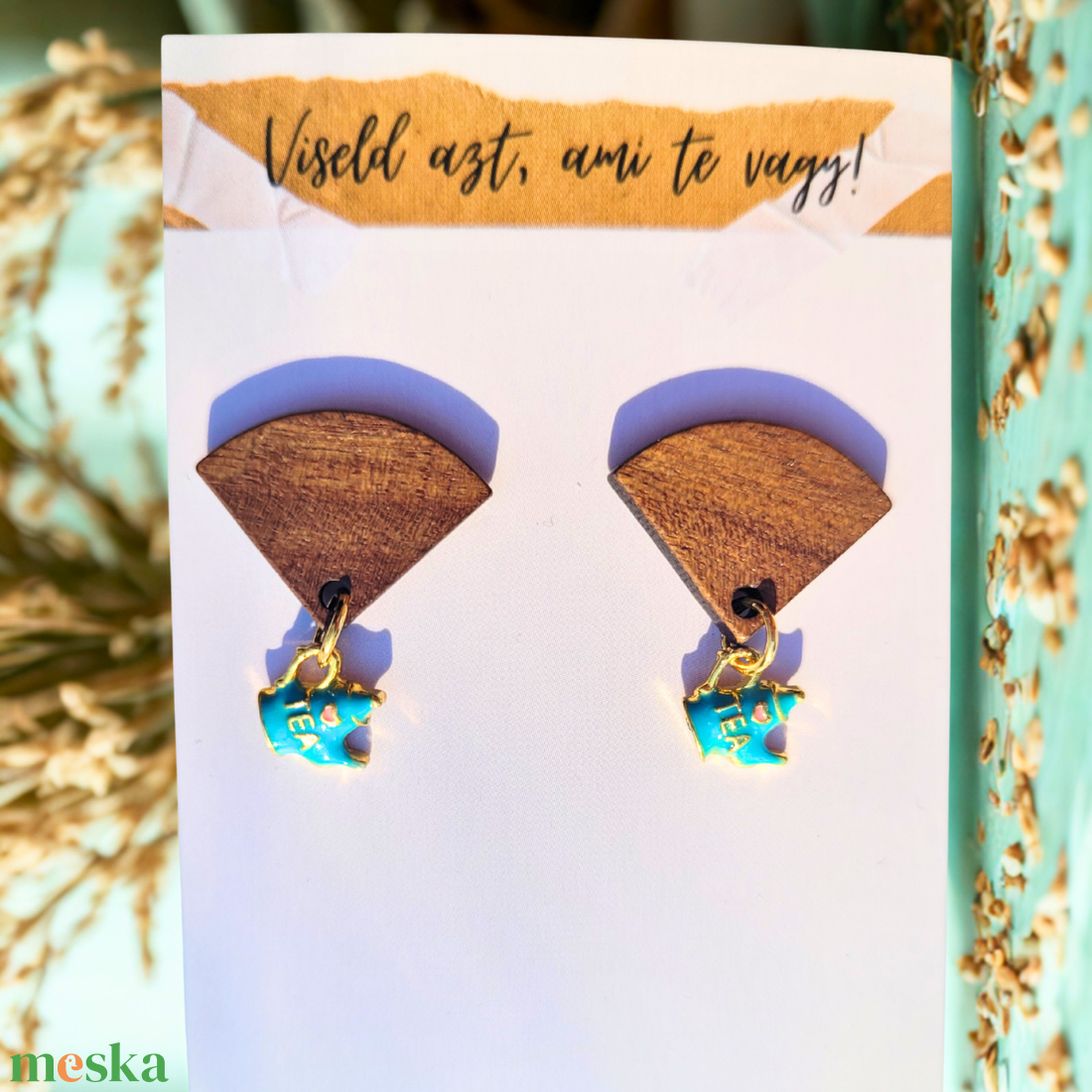 Tea és Fa Harmónia Fülbevaló - ékszer - fülbevaló - lógó fülbevaló - Meska.hu