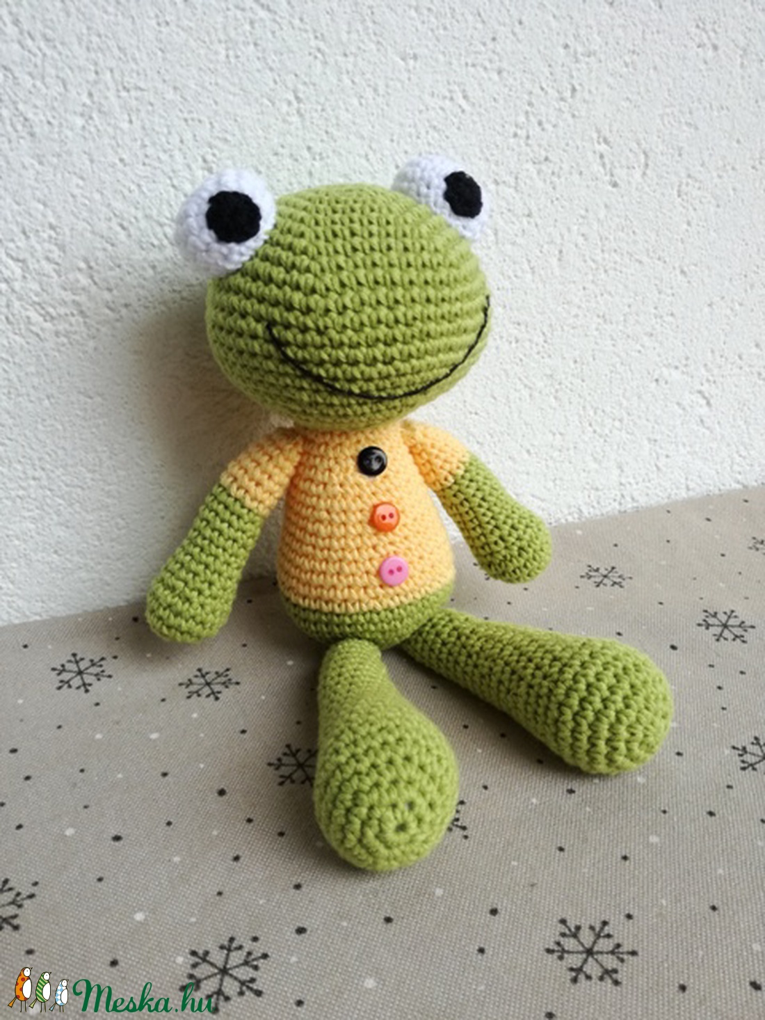 Horgolt béka - játék & sport - plüssállat & játékfigura - béka - Meska.hu