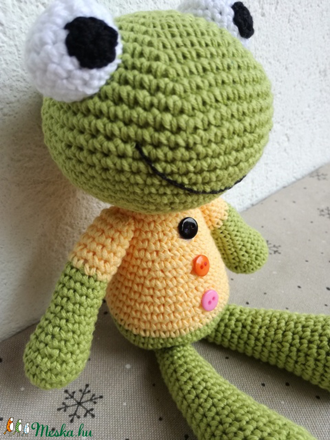Horgolt béka - játék & sport - plüssállat & játékfigura - béka - Meska.hu
