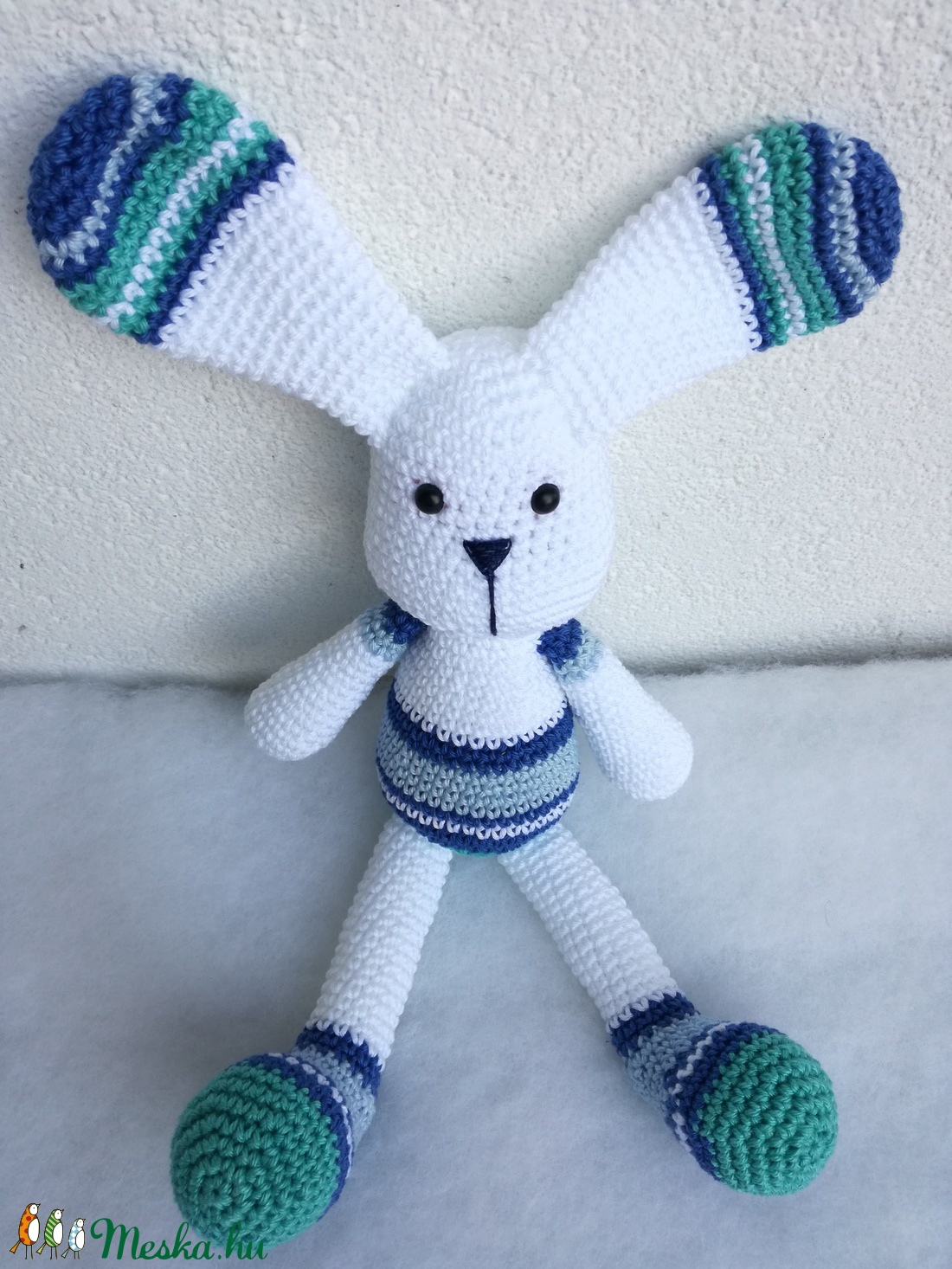 Csíkos nyuszi - játék & sport - plüssállat & játékfigura - nyuszi - Meska.hu