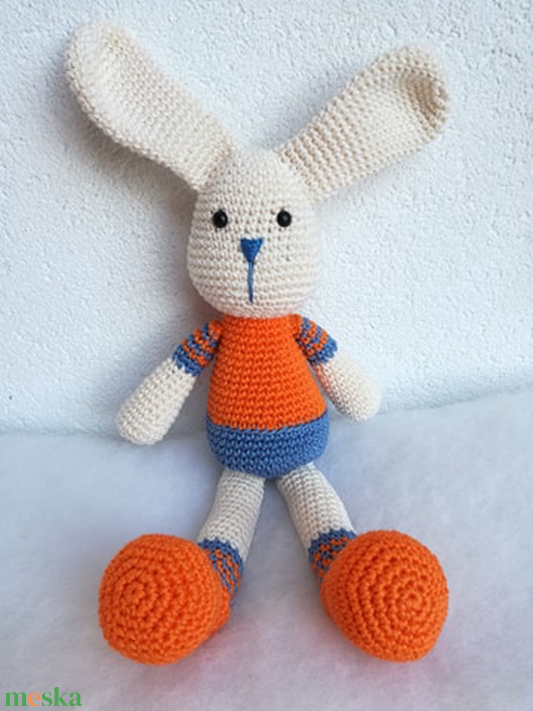 Nyuszi narancs-kék - játék & sport - plüssállat & játékfigura - nyuszi - Meska.hu
