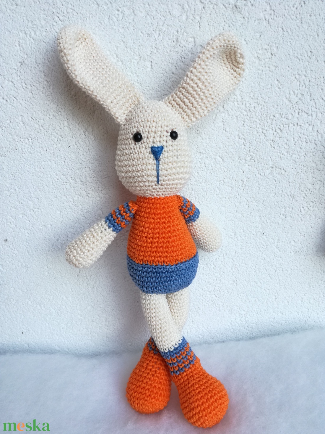 Nyuszi narancs-kék - játék & sport - plüssállat & játékfigura - nyuszi - Meska.hu