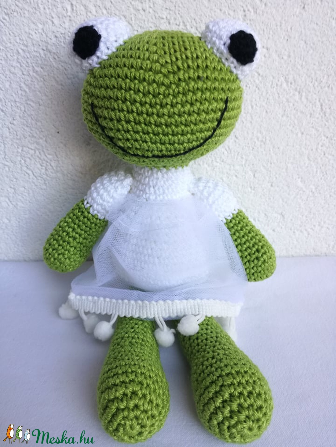 Horgolt béka - játék & sport - plüssállat & játékfigura - béka - Meska.hu