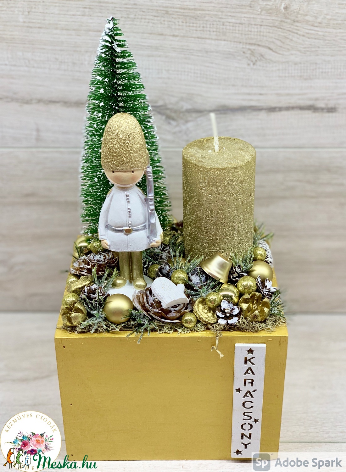 Diótörő barokk arany színű fa kaspóban - téli/karácsonyi dekoráció, asztaldísz - karácsony - karácsonyi lakásdekoráció - Meska.hu