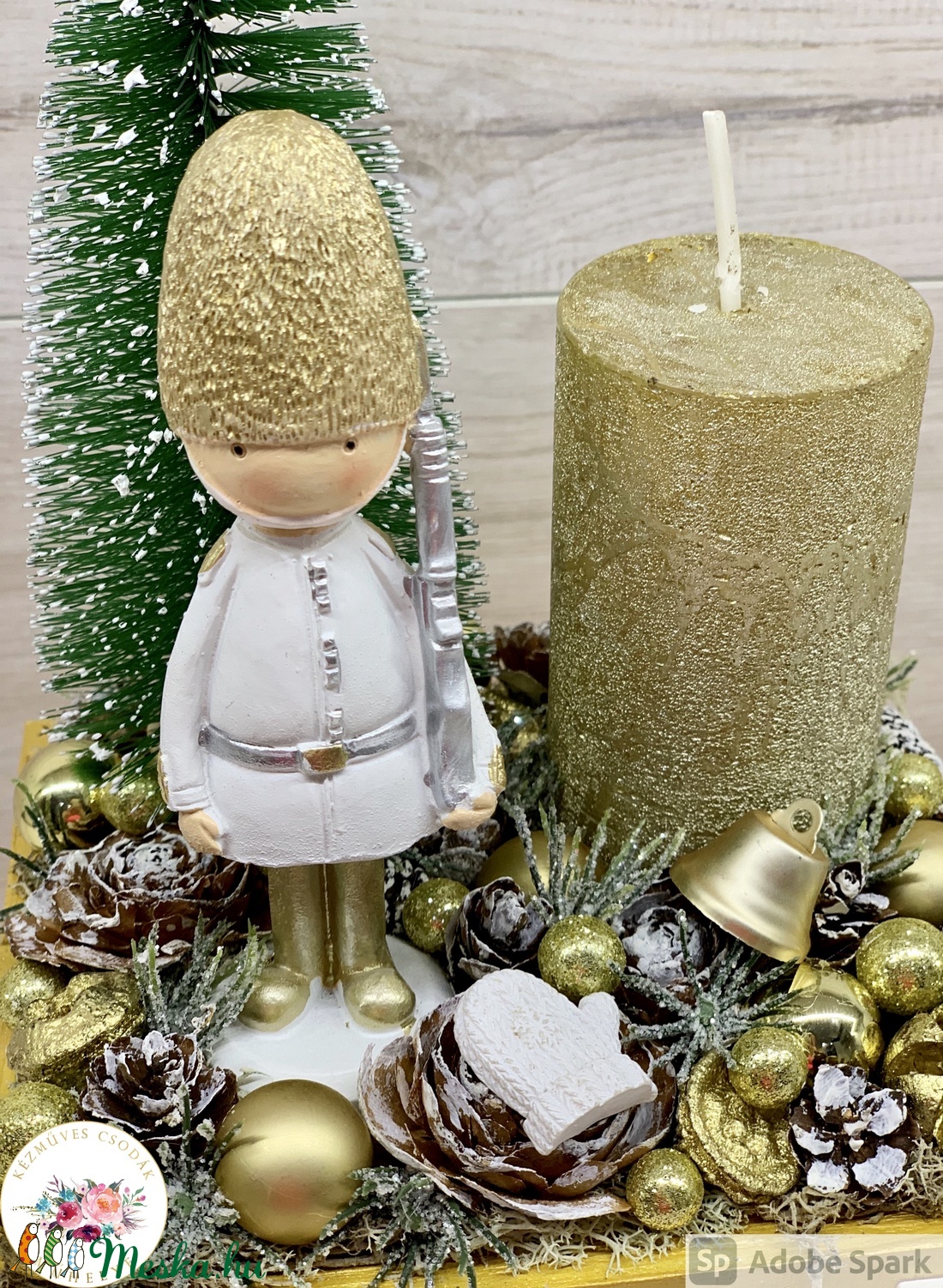 Diótörő barokk arany színű fa kaspóban - téli/karácsonyi dekoráció, asztaldísz - karácsony - karácsonyi lakásdekoráció - Meska.hu
