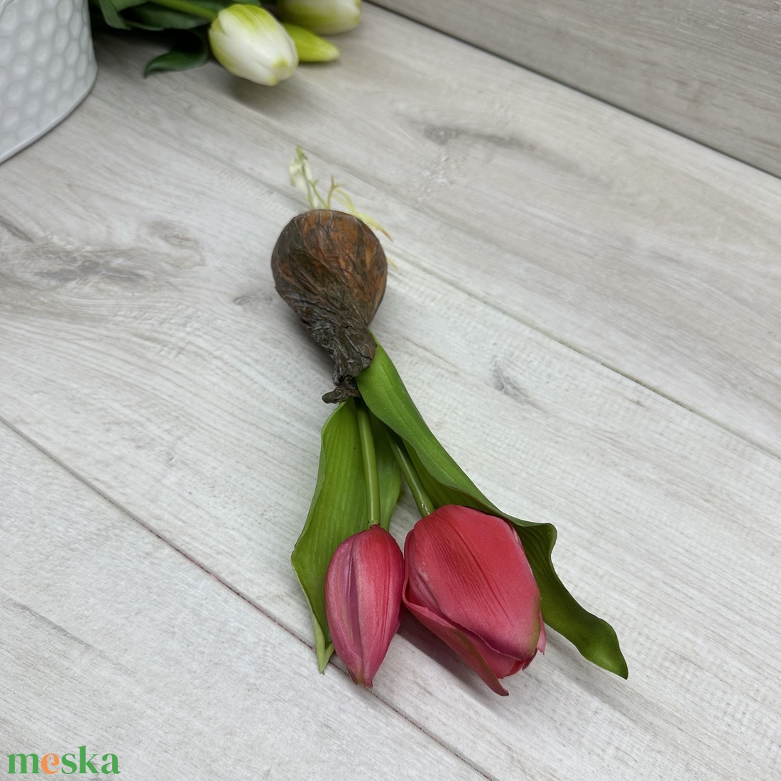 Élethű, real-touch hagymás tulipán - pink - otthon & életmód - dekoráció - virágdísz és tartó - csokor & virágdísz - Meska.hu