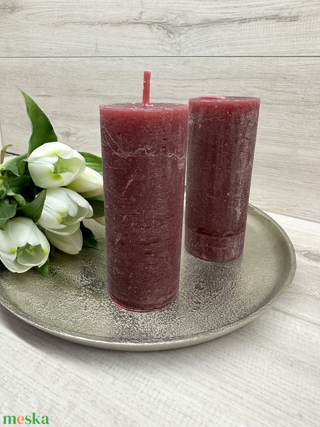 Bordó rusztikus gyertya - kellékek & szerszámok - dekorációs kellékek - dekorációs gyertya - Meska.hu