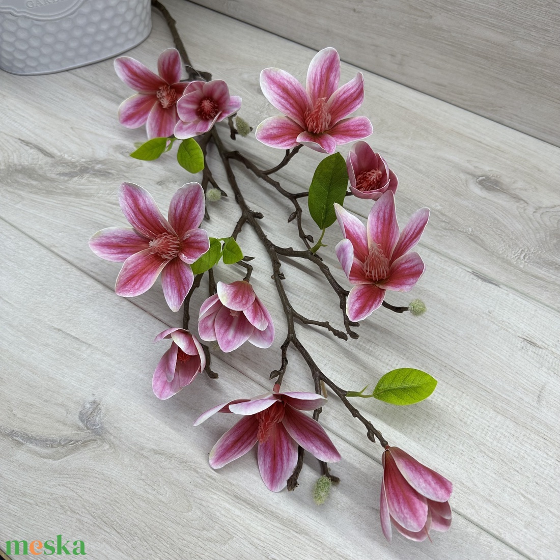 Élethű magnólia ág, pink - 80 cm - otthon & életmód - dekoráció - virágdísz és tartó - csokor & virágdísz - Meska.hu