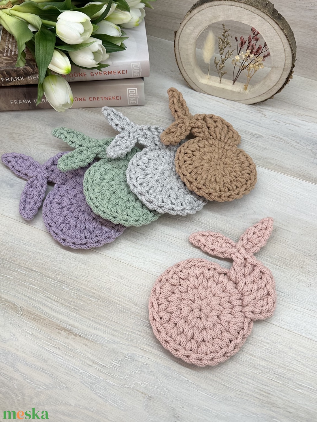 Nyuszis, húsvéti horgolt poháralátét - otthon & életmód - konyhafelszerelés, tálalás - tálalás - tányér- és poháralátét - Meska.hu