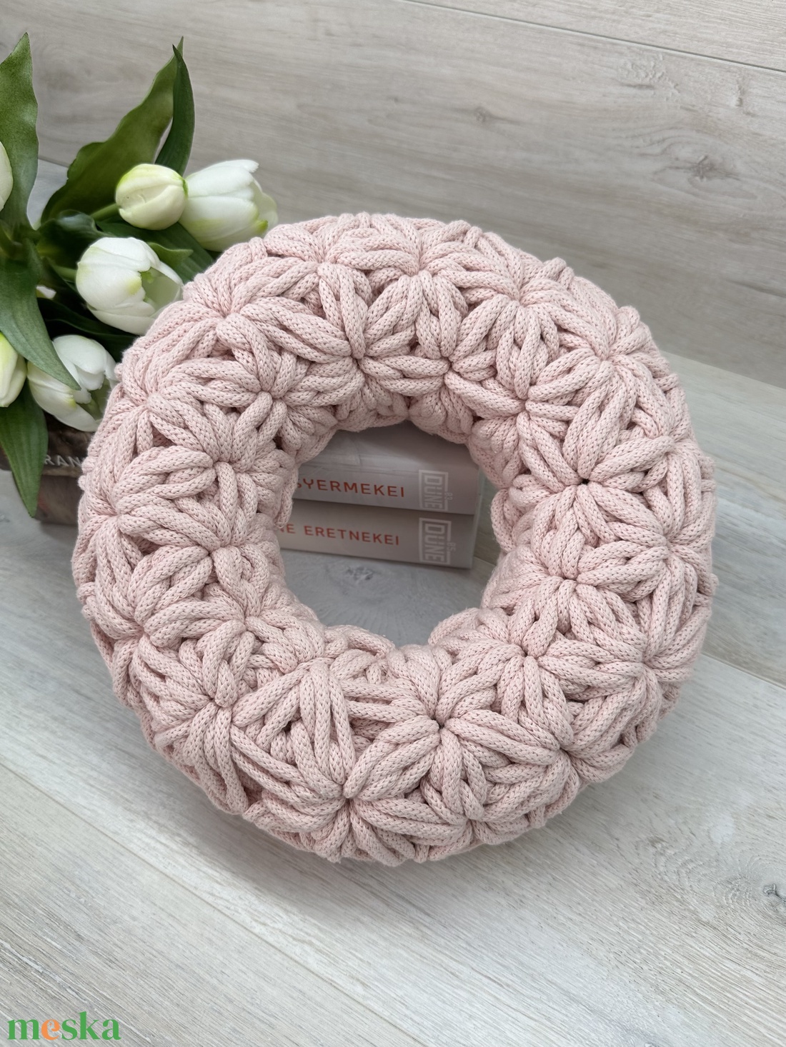 OkosDekor - Jázmin horgolt koszorú, S méret - otthon & életmód - dekoráció - asztal és polc dekoráció - asztaldísz - Meska.hu
