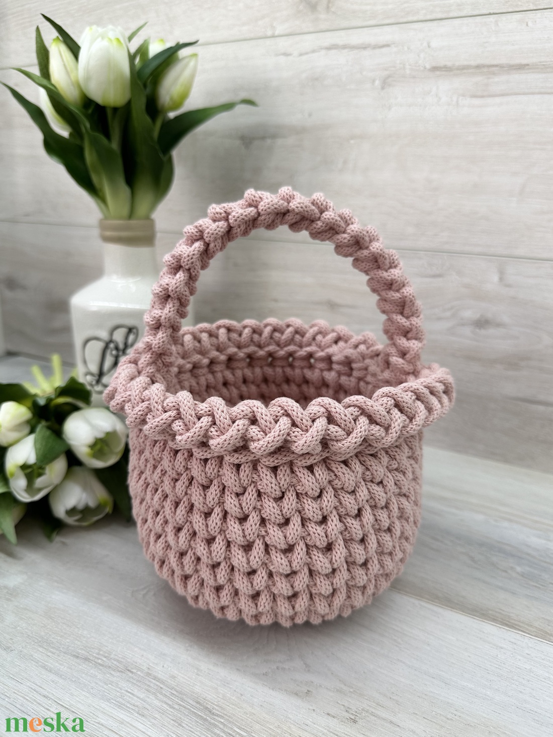 Horgolt húsvéti tojásgyűjtő kosár - otthon & életmód - tárolás & rendszerezés - tárolókosár - Meska.hu