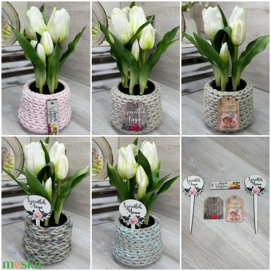 Pink élethű, real-touch tulipán kompozíció - otthon & életmód - dekoráció - virágdísz és tartó - csokor & virágdísz - Meska.hu