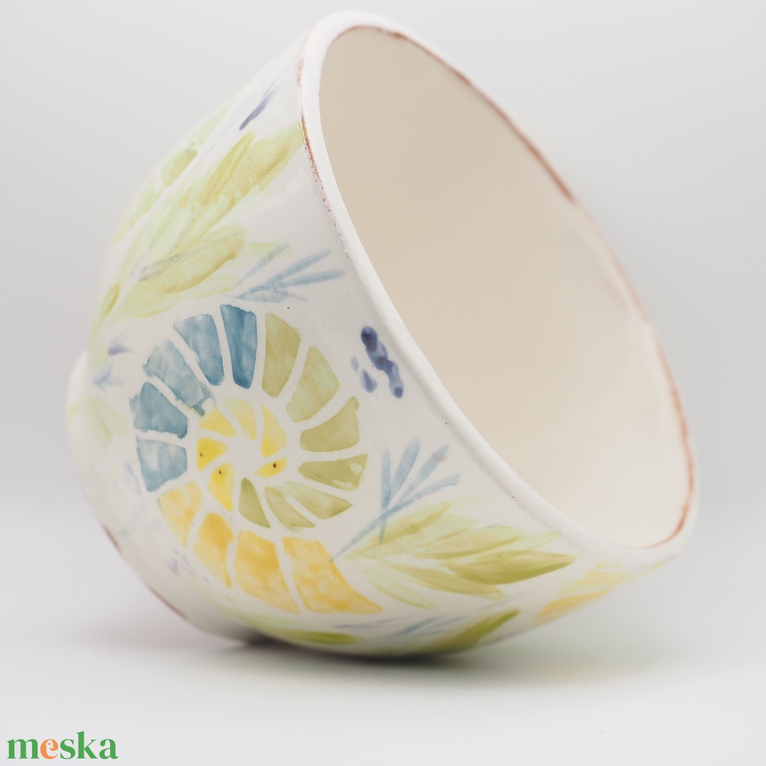 Festett ammonitesz mintával díszített kerámia tál - otthon & életmód - dekoráció - asztal és polc dekoráció - dekorációs tál, tartó - Meska.hu