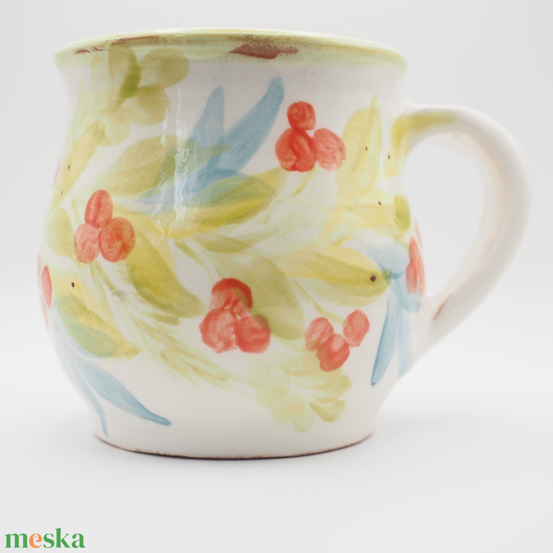 Piros bogyós kerámia bögre - otthon & életmód - konyhafelszerelés, tálalás - tálalás - bögre & csésze - Meska.hu