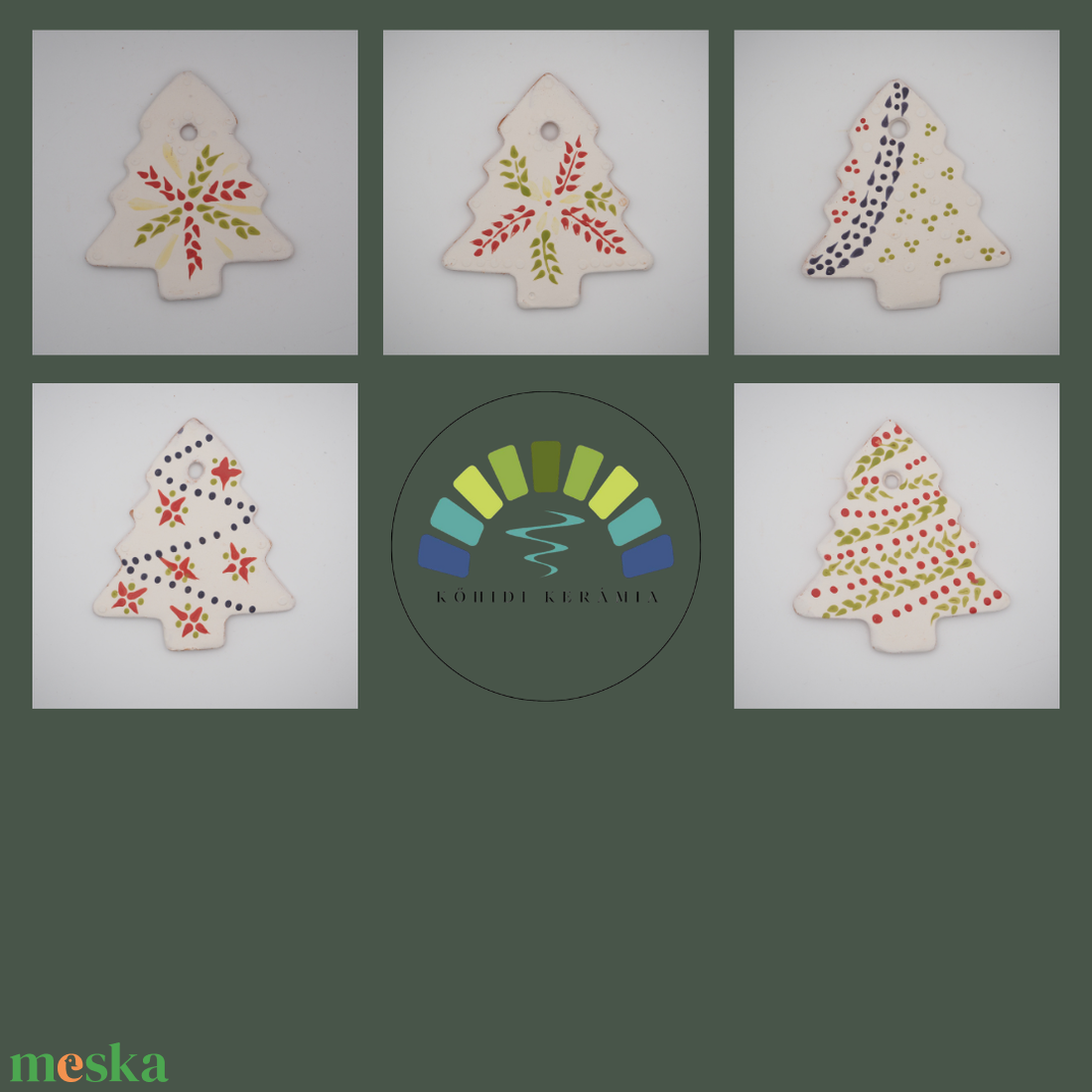 Karácsonyfa kerámia díszek - karácsony - karácsonyi lakásdekoráció - karácsonyfadíszek - Meska.hu