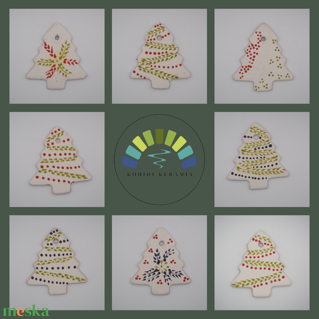 Karácsonyfa kerámia díszek - karácsony - karácsonyi lakásdekoráció - karácsonyfadíszek - Meska.hu