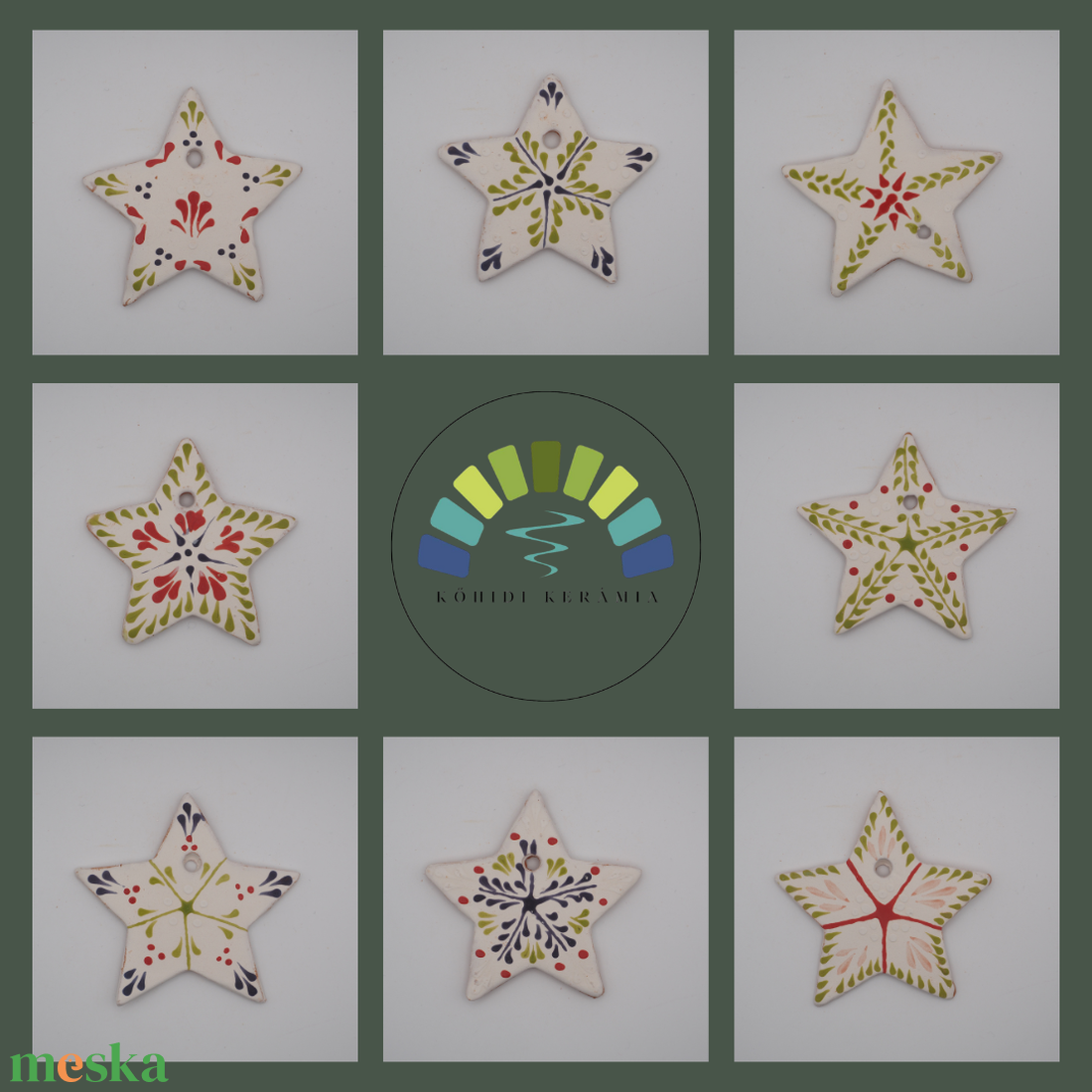 Karácsonyfa kerámia díszek - karácsony - karácsonyi lakásdekoráció - karácsonyfadíszek - Meska.hu