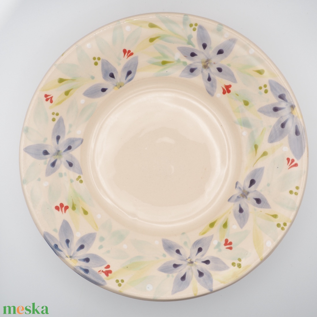 Korongozott kerámia kistányér - Virágmintával - otthon & életmód - konyhafelszerelés, tálalás - tálalás - tányér- és poháralátét - Meska.hu