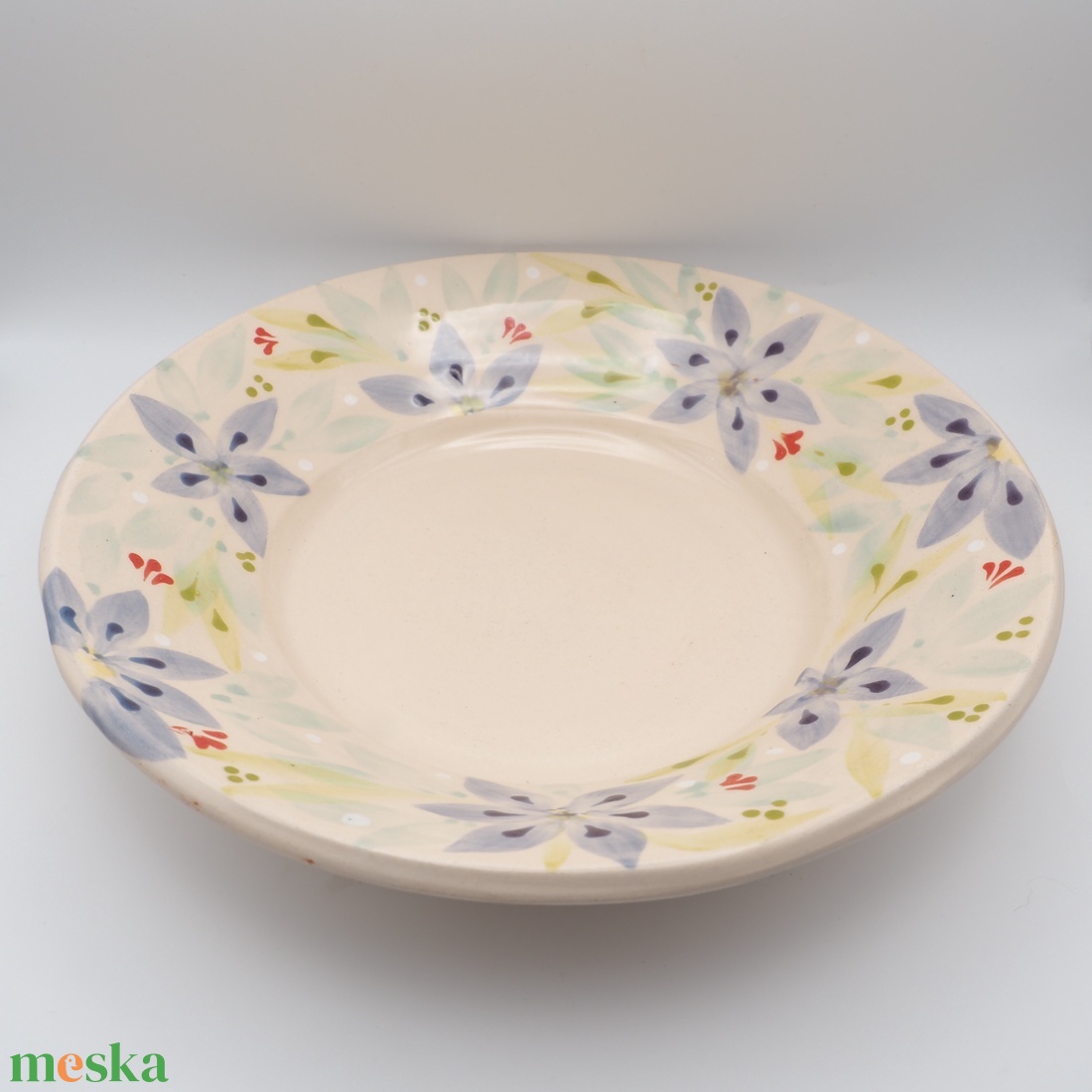 Korongozott kerámia kistányér - Virágmintával - otthon & életmód - konyhafelszerelés, tálalás - tálalás - tányér- és poháralátét - Meska.hu