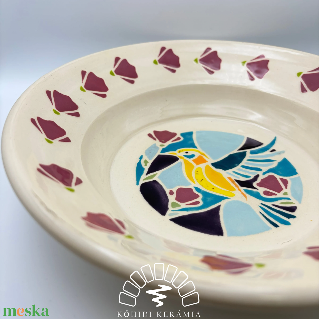 Kerámia tányér � madár mintával - otthon & életmód - konyhafelszerelés, tálalás - tálalás - tányér- és poháralátét - Meska.hu