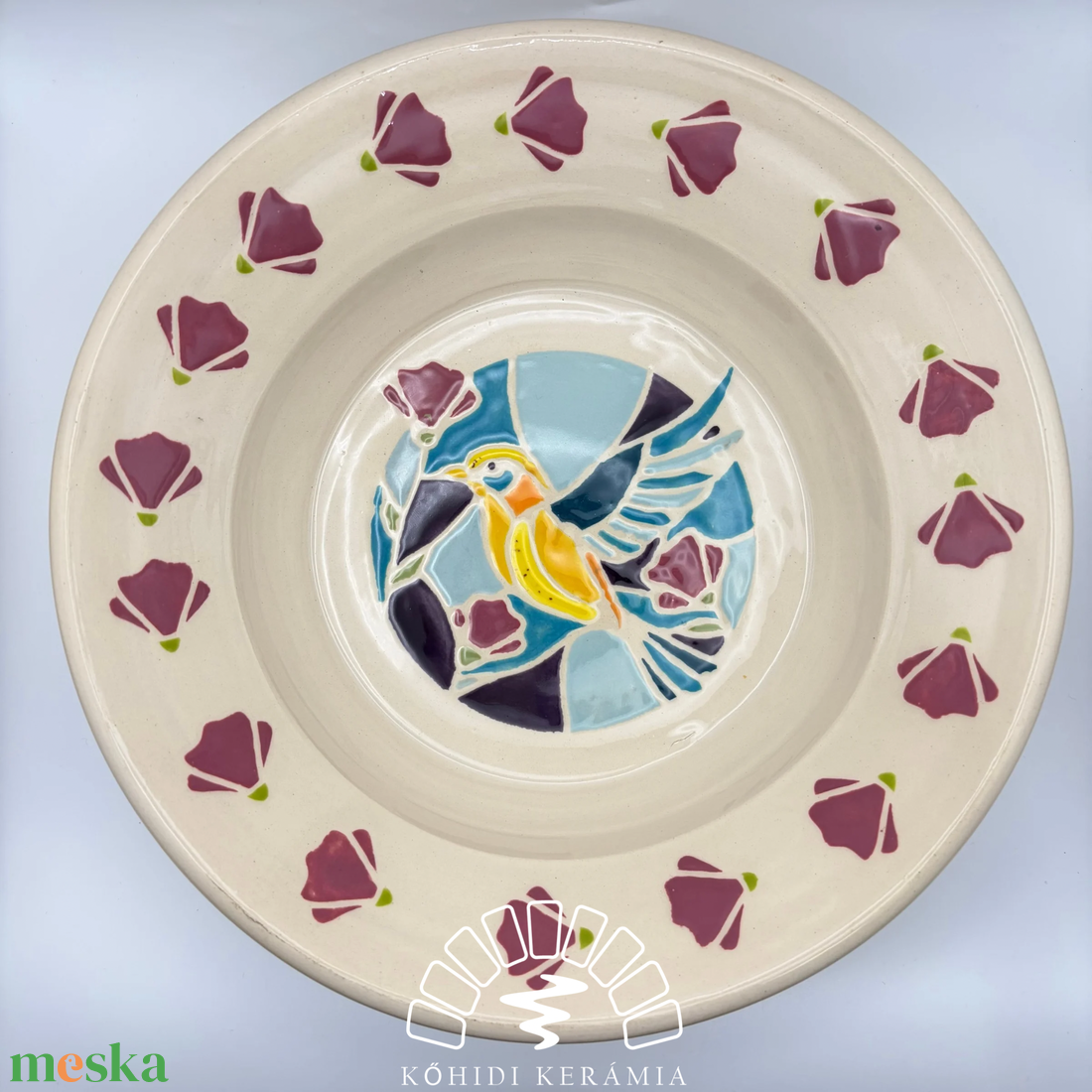 Kerámia tányér � madár mintával - otthon & életmód - konyhafelszerelés, tálalás - tálalás - tányér- és poháralátét - Meska.hu