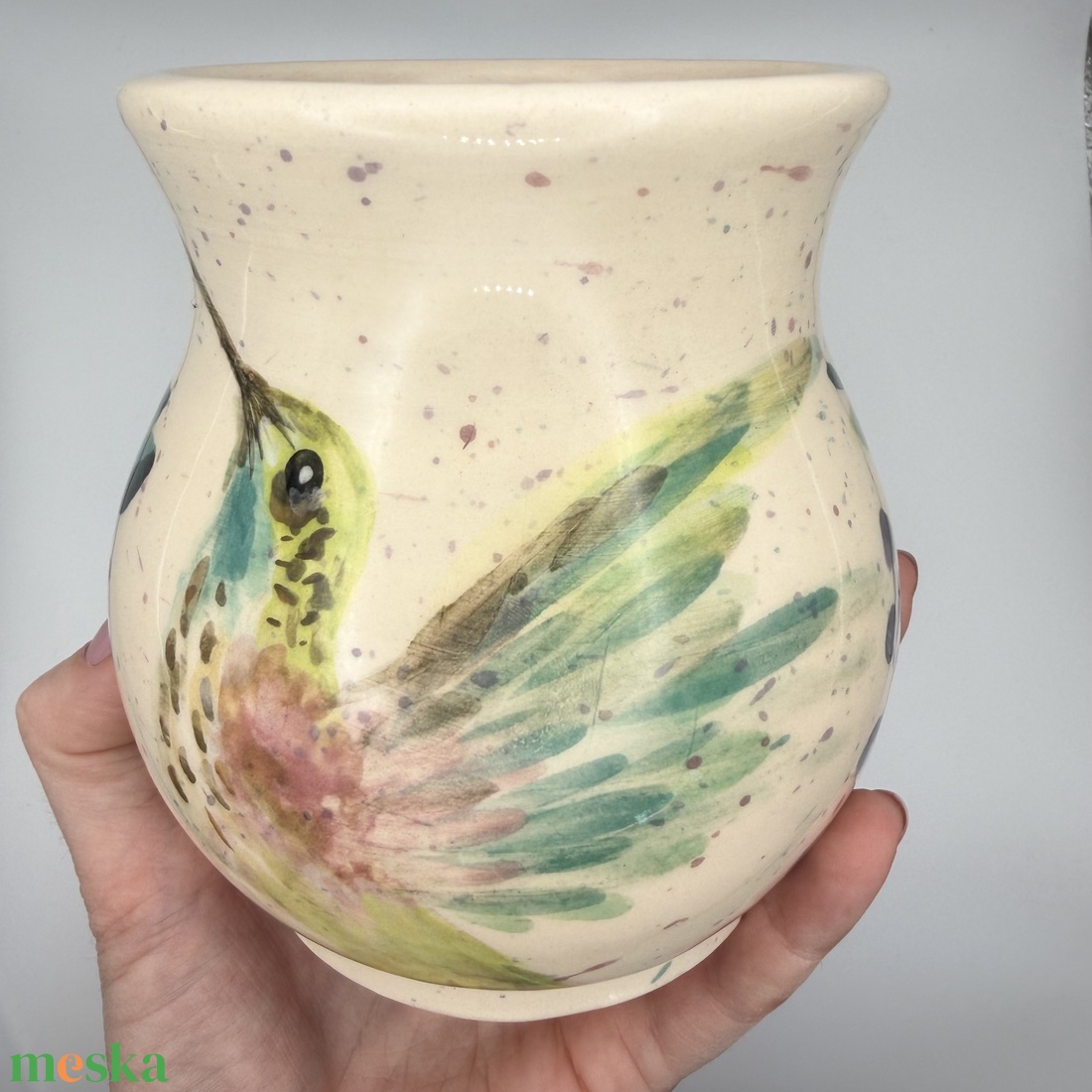 Kerámia bögre kolibri és virág mintával - otthon & életmód - konyhafelszerelés, tálalás - tálalás - bögre & csésze - Meska.hu