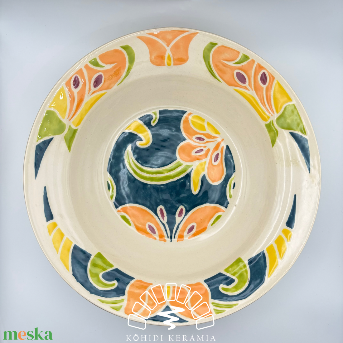 Kerámia tányér � virág mintával - otthon & életmód - konyhafelszerelés, tálalás - tálalás - tányér- és poháralátét - Meska.hu