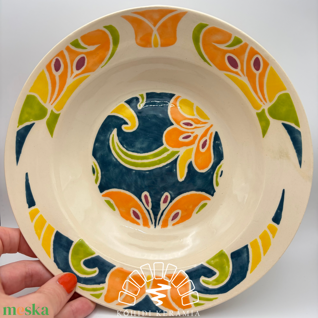 Kerámia tányér � virág mintával - otthon & életmód - konyhafelszerelés, tálalás - tálalás - tányér- és poháralátét - Meska.hu