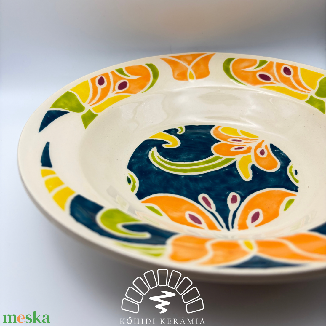Kerámia tányér � virág mintával - otthon & életmód - konyhafelszerelés, tálalás - tálalás - tányér- és poháralátét - Meska.hu