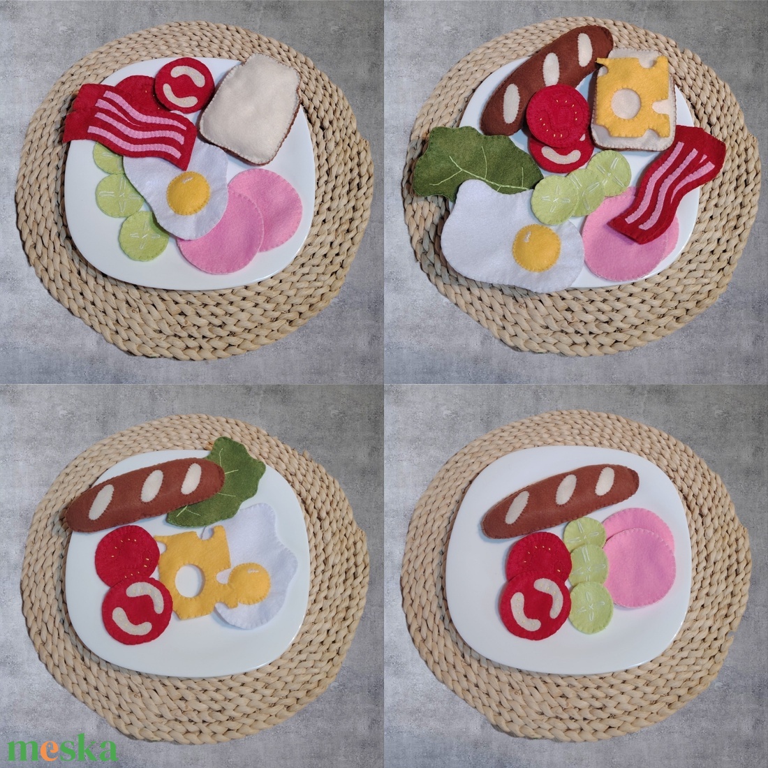 Filc reggeliző szett  - baba - mama - baba játékok - waldorf játékok - Meska.hu