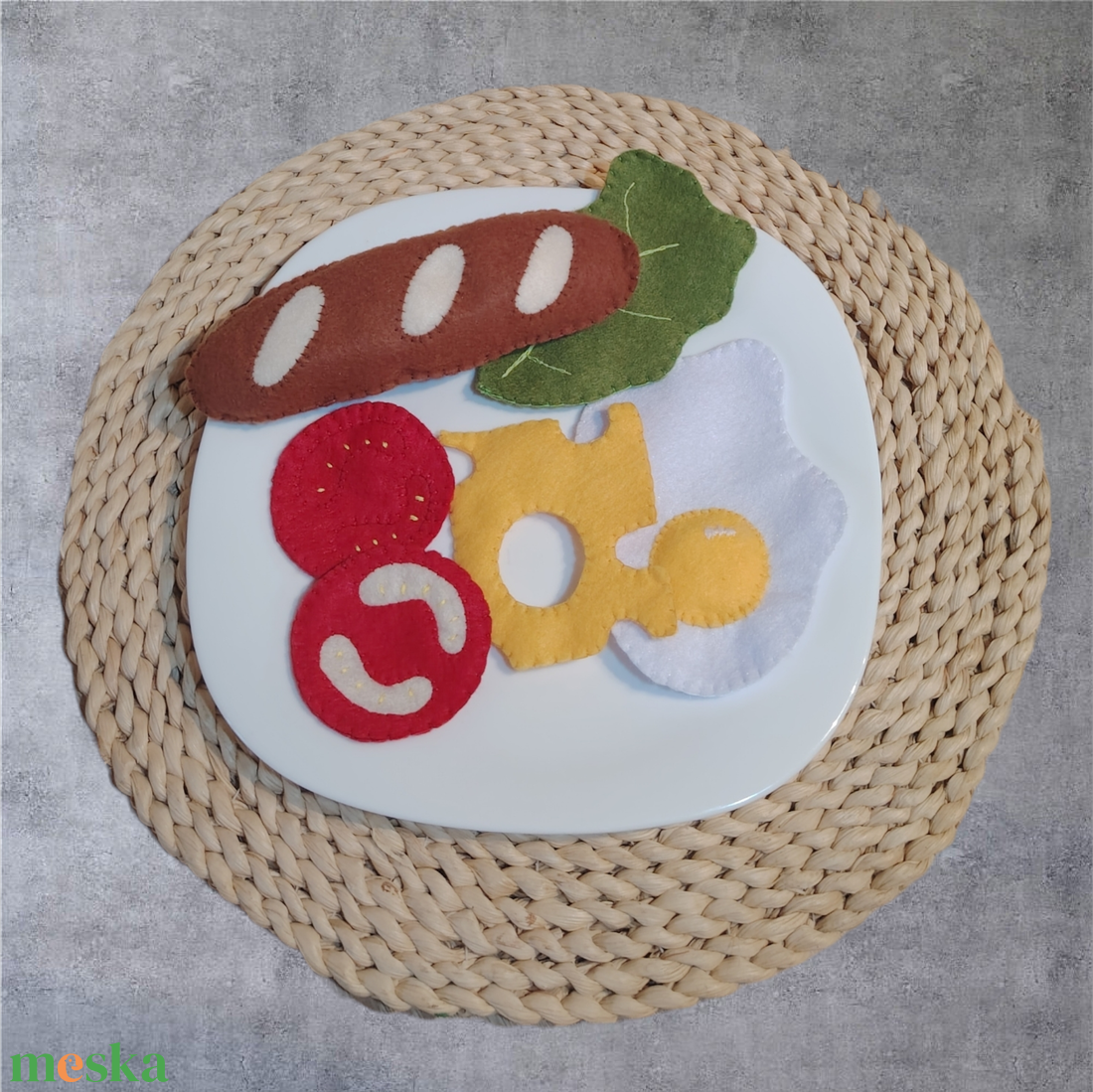 Filc reggeliző szett  - baba - mama - baba játékok - waldorf játékok - Meska.hu