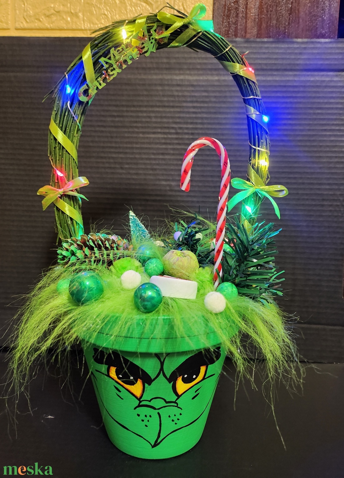 Világítós cserépdísz - karácsony - karácsonyi lakásdekoráció - karácsonyi lakásdíszek - Meska.hu