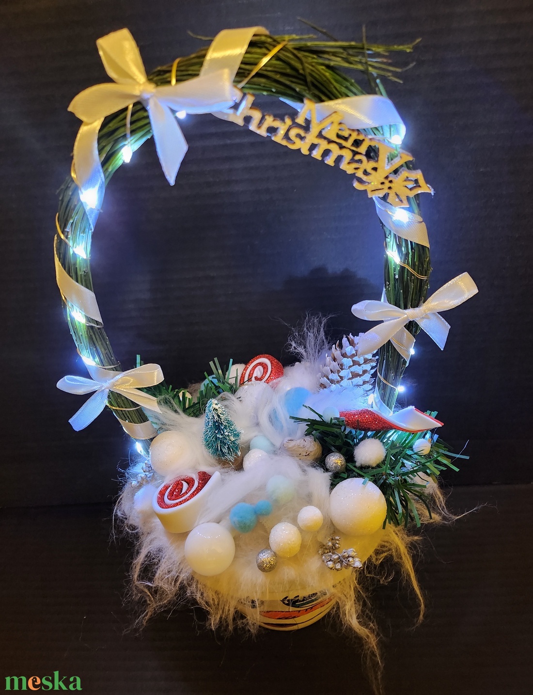 Világítós cserépdísz - karácsony - karácsonyi lakásdekoráció - karácsonyi lakásdíszek - Meska.hu