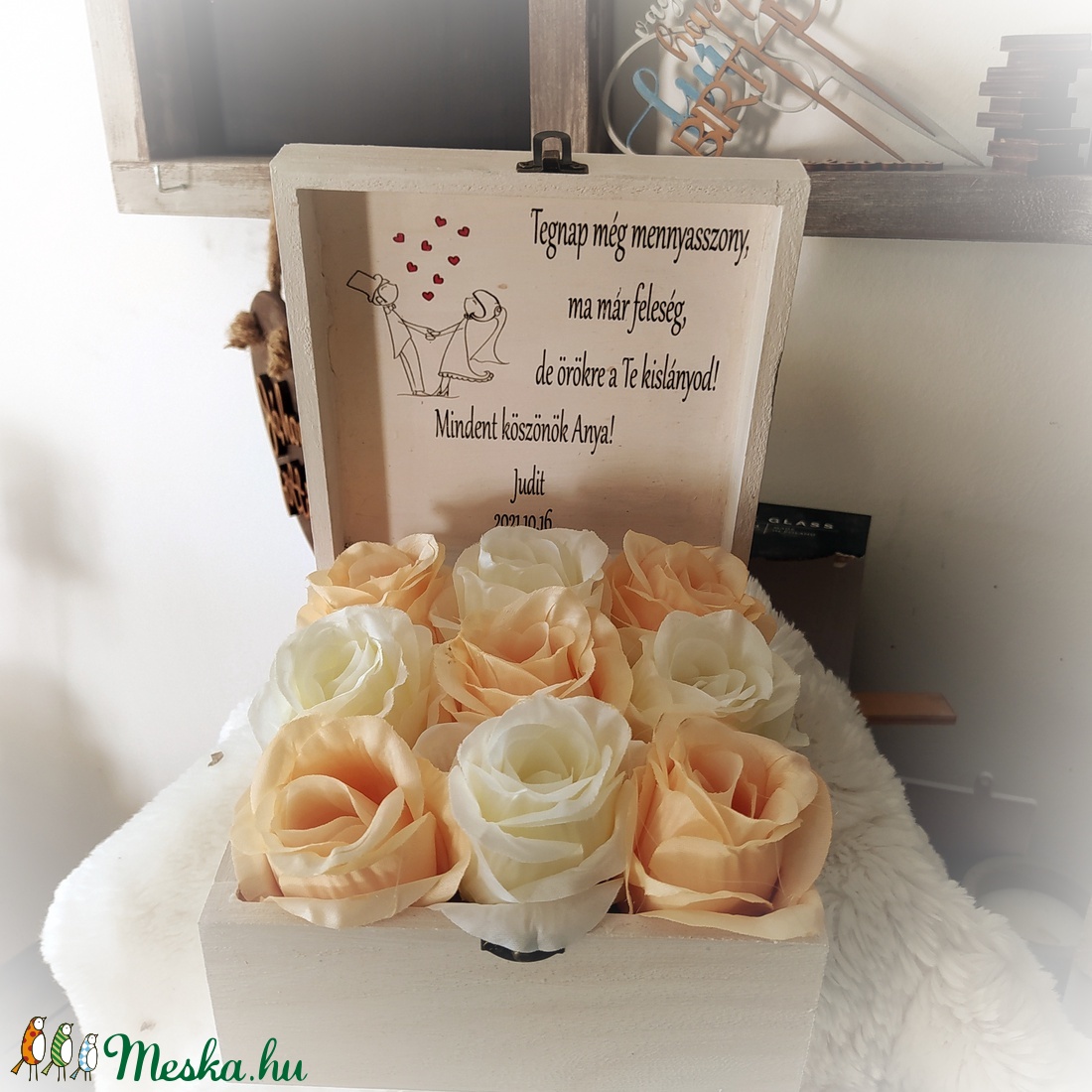 Szülőköszöntő ajándék virág doboz - esküvő - emlék & ajándék - szülőköszöntő ajándék - Meska.hu